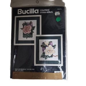 Bucilla Counted Cross Stitch Kit Rose and Magnolia Flowers 40473 Vintage 1990